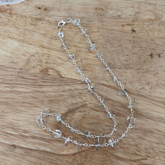 Crystal and Silver Necklace, 18”, NEW, Handmade, Artisan - Picture 4 of 5